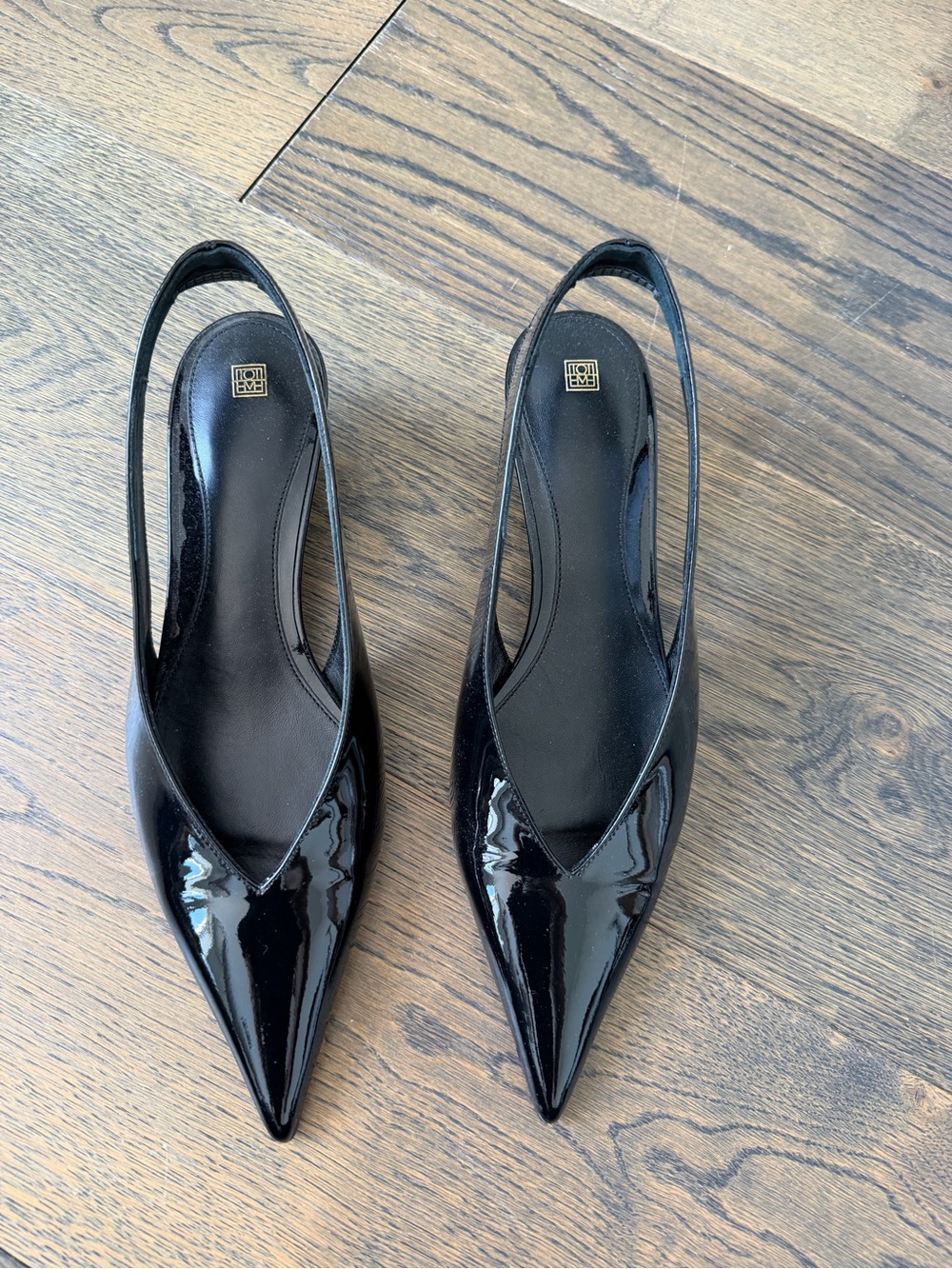 Toteme black patent wedge slingback